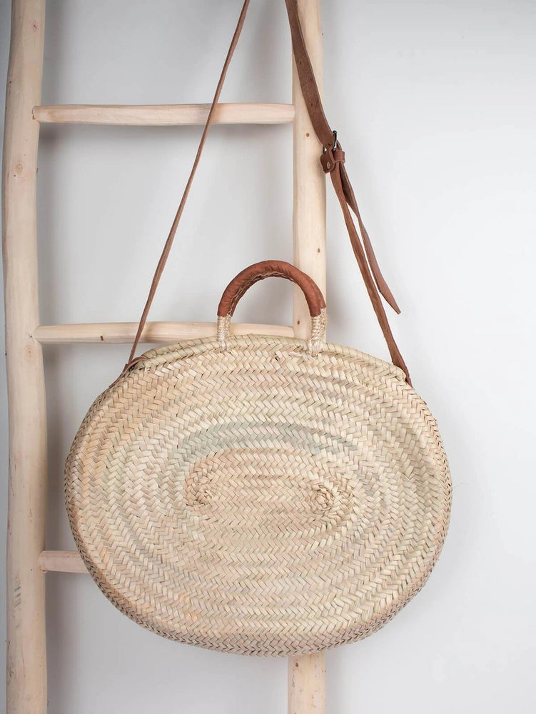 Woven Crossbody Basket Bag, Tan