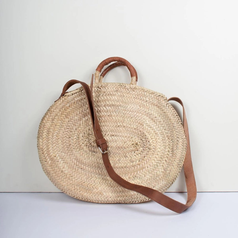 Woven Crossbody Basket Bag, Tan