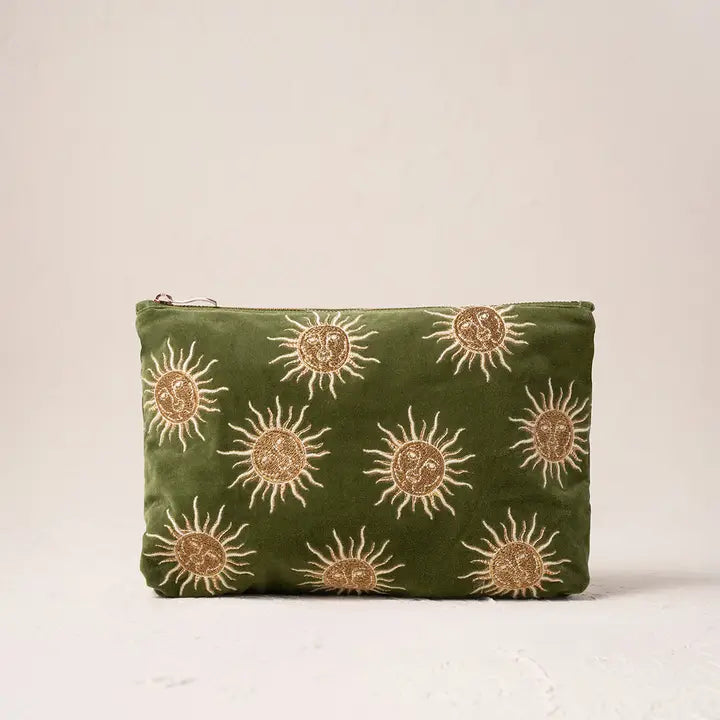 Elizabeth Scarlett Large Pouch Sun Goddess- Green