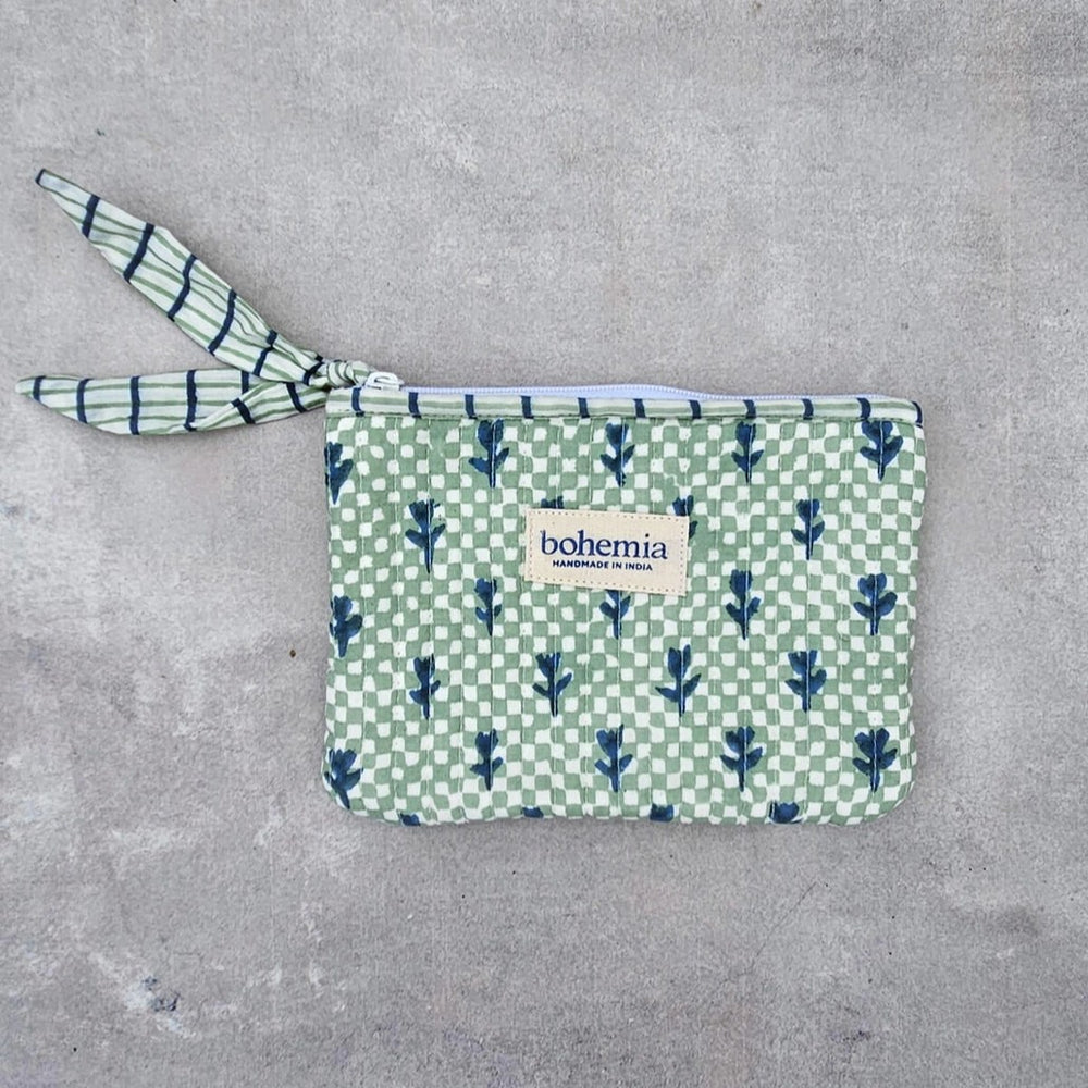 Tulip Check Zip Pouch, Medium