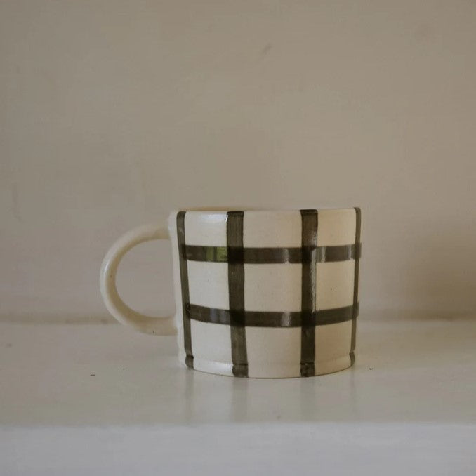 Morgan Wright Gingham Mug - Pebble Grey