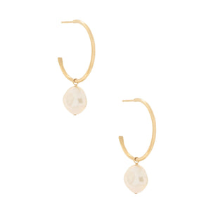 Pearl Midi Hoops, Gold