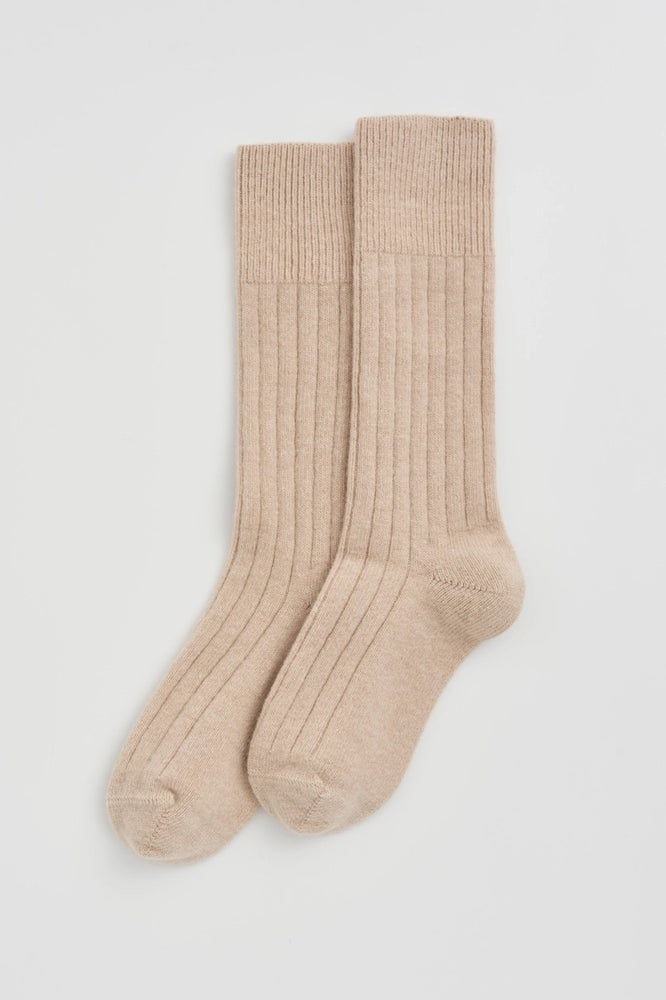 Milky Tea Beige Merino Bed Socks
