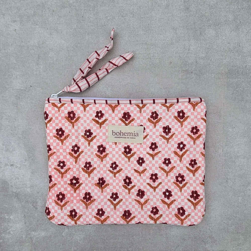 Daisy Check Zip Pouch, Large