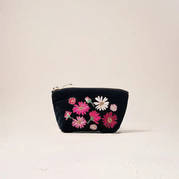 Elizabeth Scarlett Wildflower Coin Purse- Pink & Black