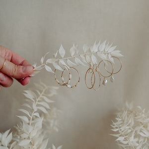 Mother of Pearl Hoop Earrings - 14k filled gold