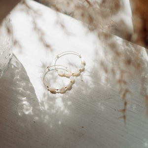 Mother of Pearl Hoop Earrings - 14k filled gold