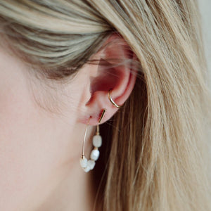 Mother of Pearl Hoop Earrings - 14k filled gold