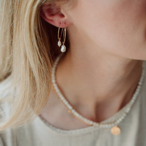 Freshwater Pearl Mini Hoops - 14k filled gold