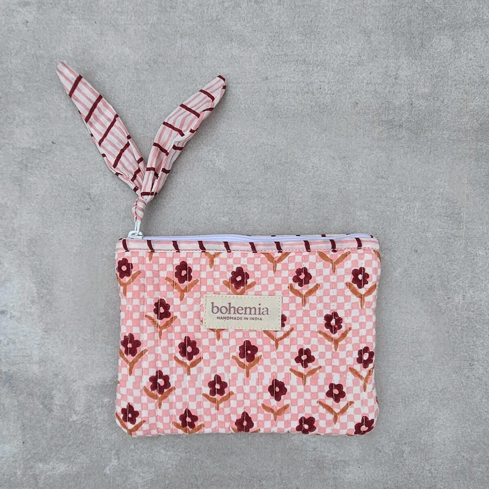 Daisy Check Zip Pouch, Medium