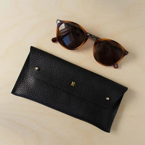 Studio Lowen Leather Double Stud Glasses Case - Black