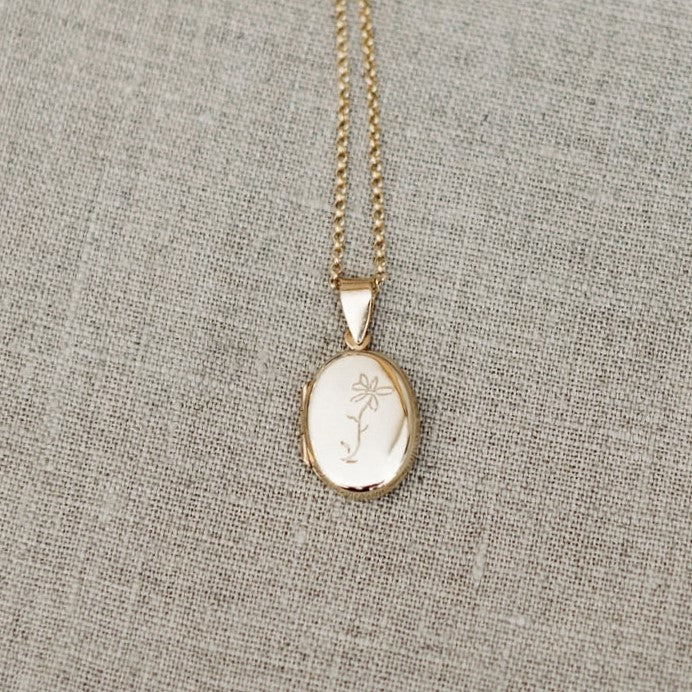 Gold Oval Locket with Handwriting Engraving