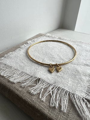 Gold Heart Bangle, Medium