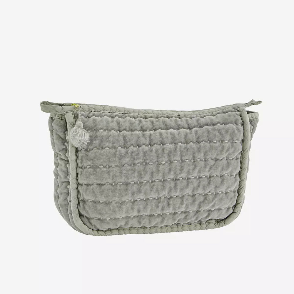 Velvet Quilted Pouch - Dusty Blue