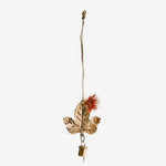 Hanging leaf decoration with mini bell