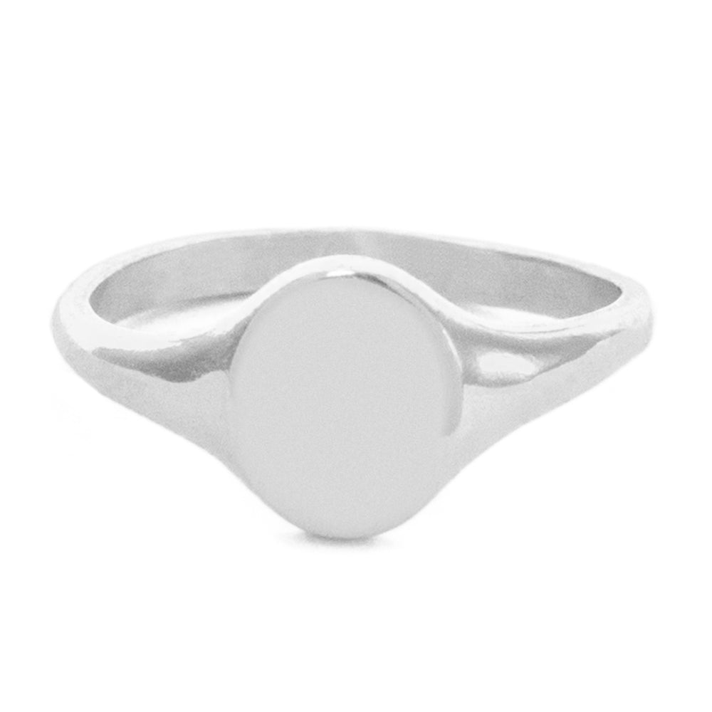 Minimal Oval Signet Ring, Silver