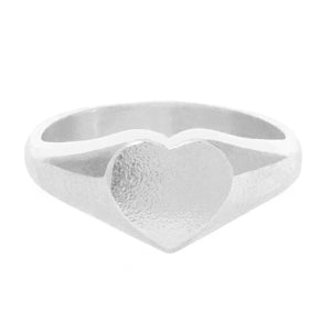 Heart Signet Ring, Silver