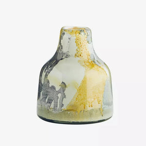 Recycled Glass Vase - White, Yellow & Grey