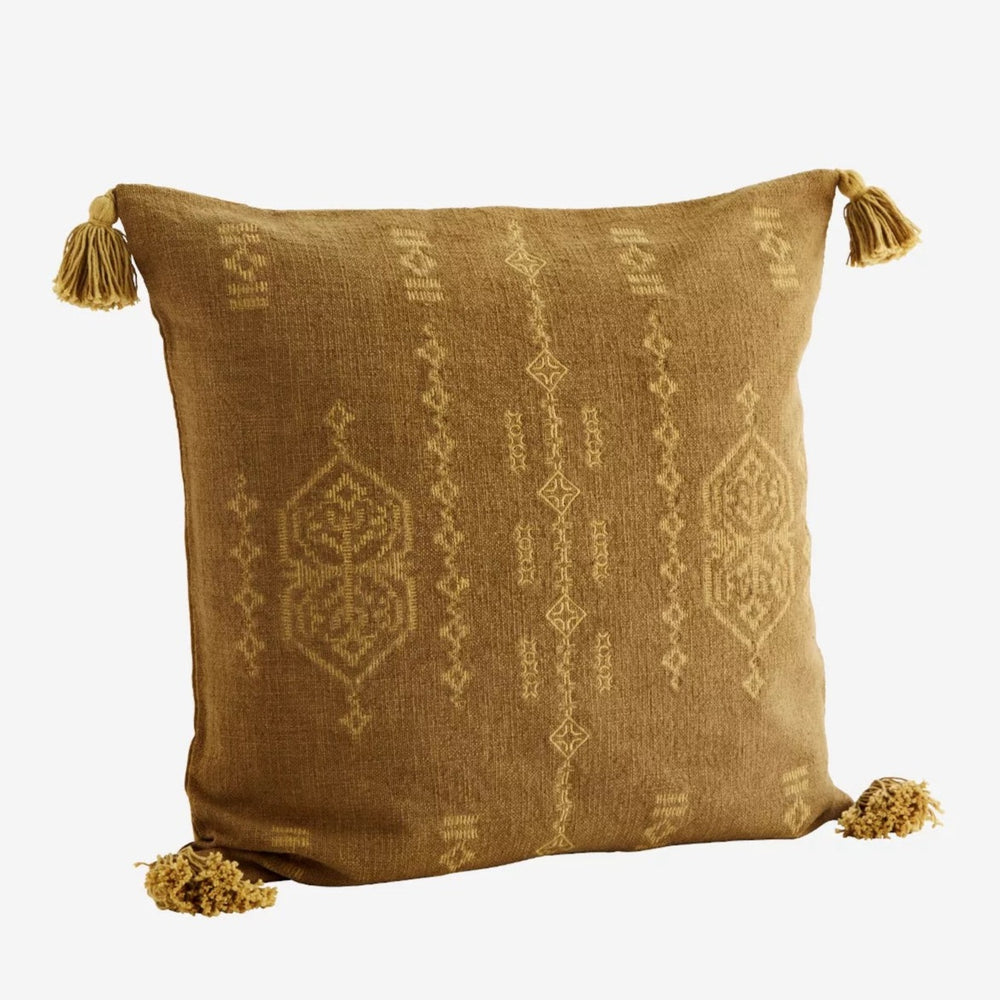 Embroidered Mustard Cushion