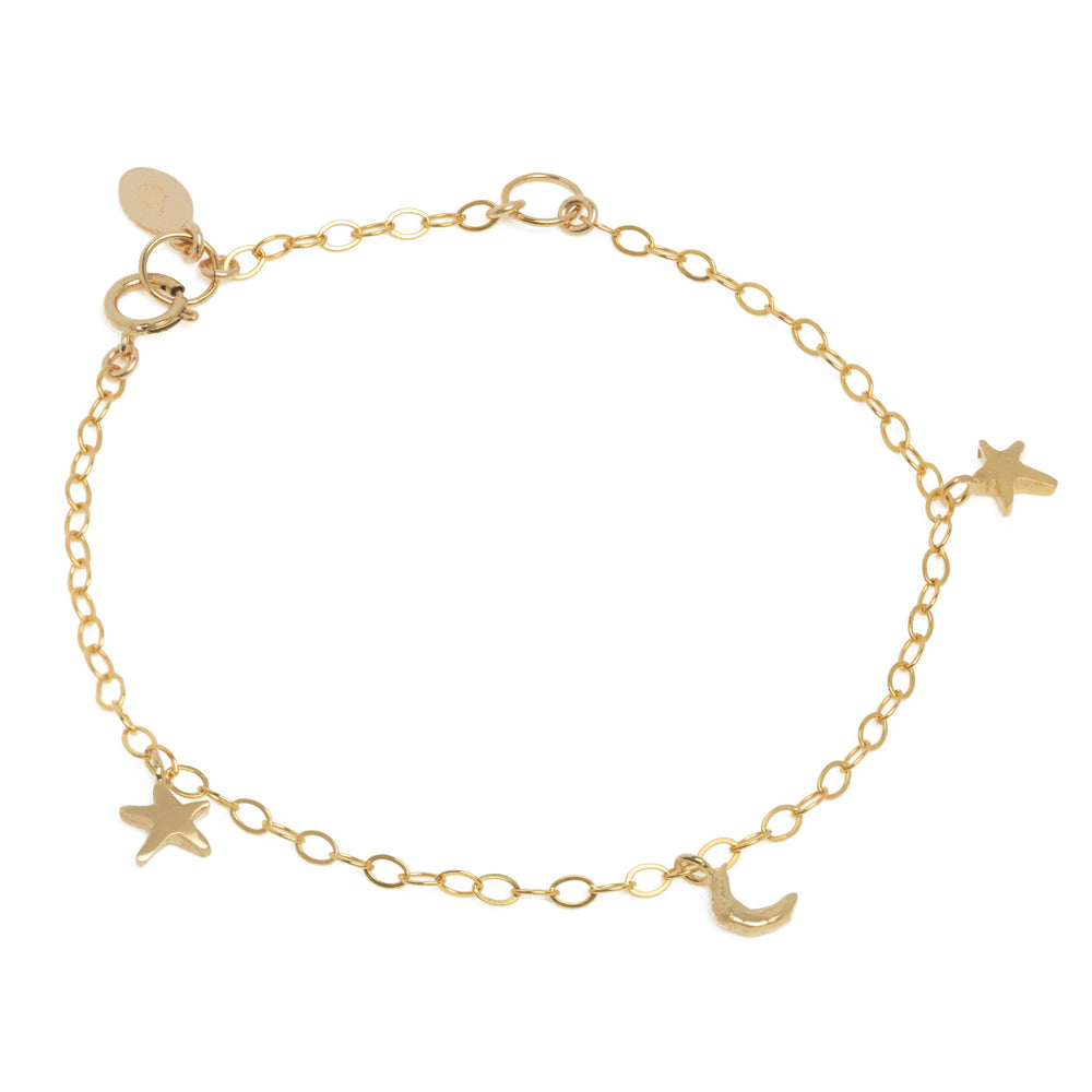 Stars Align Star & Moon bracelet 14ct gold vermeil