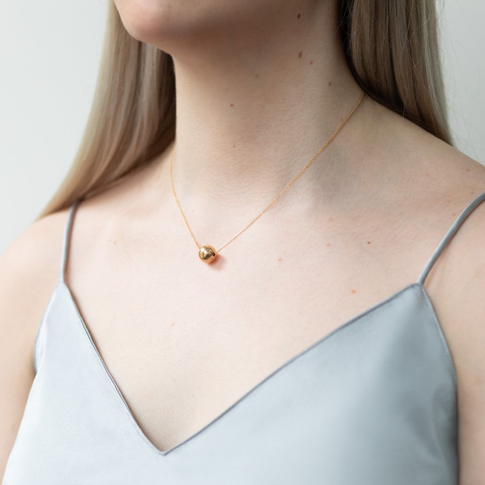 Large sphere necklace, silver & gold mix