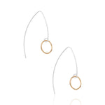 Arrow drop earrings, silver & gold