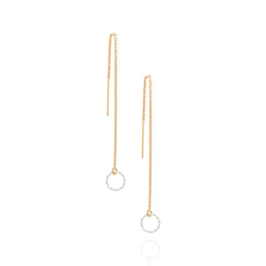 Halo drop earrings, gold & silver