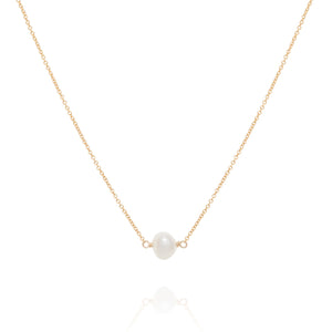 Single Pearl Necklace, gold