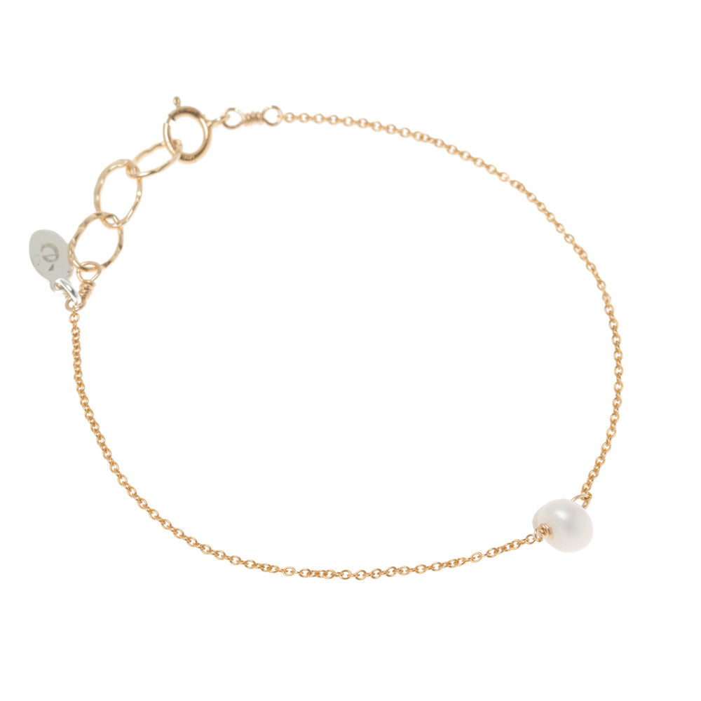 Single Pearl Bracelet, Gold