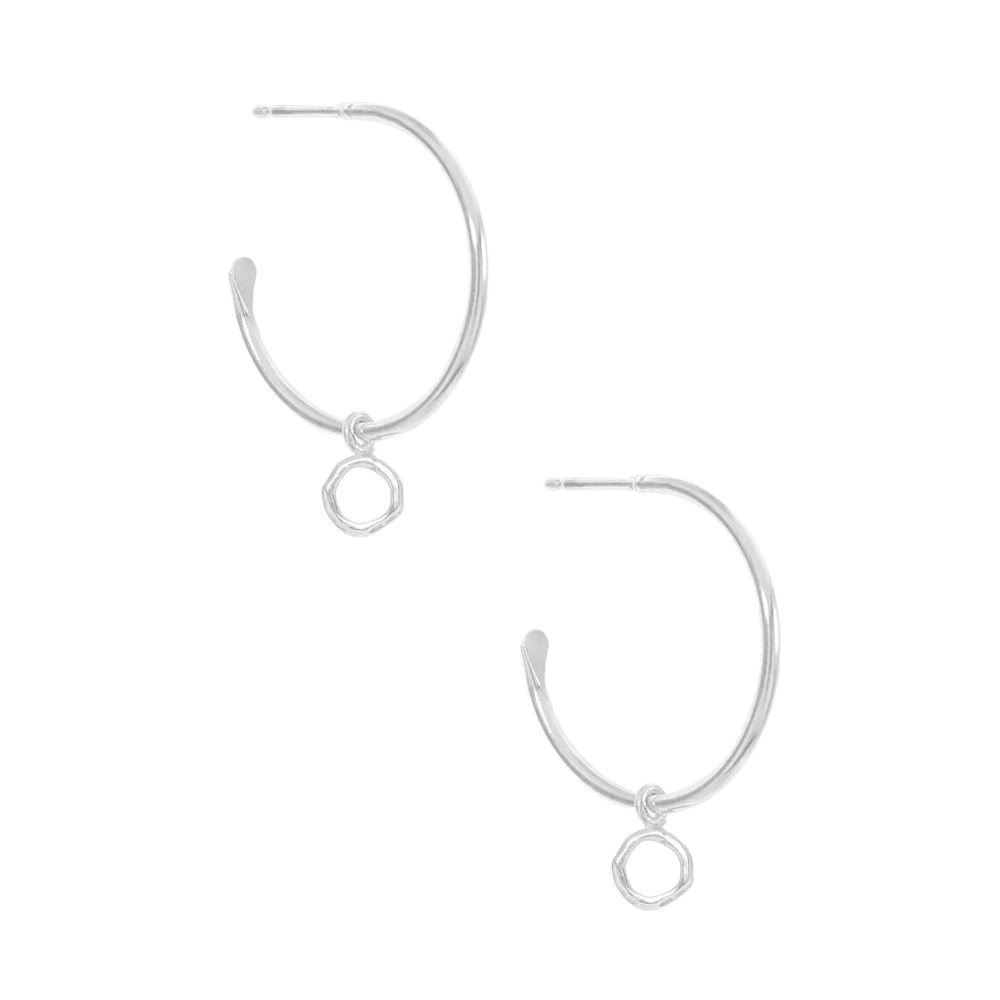 Halo Charm Midi Hoop, Silver