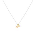 Double Star Necklace, Silver & Gold Mix