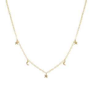 Stars Align Star & Moon necklace 14ct gold vermeil