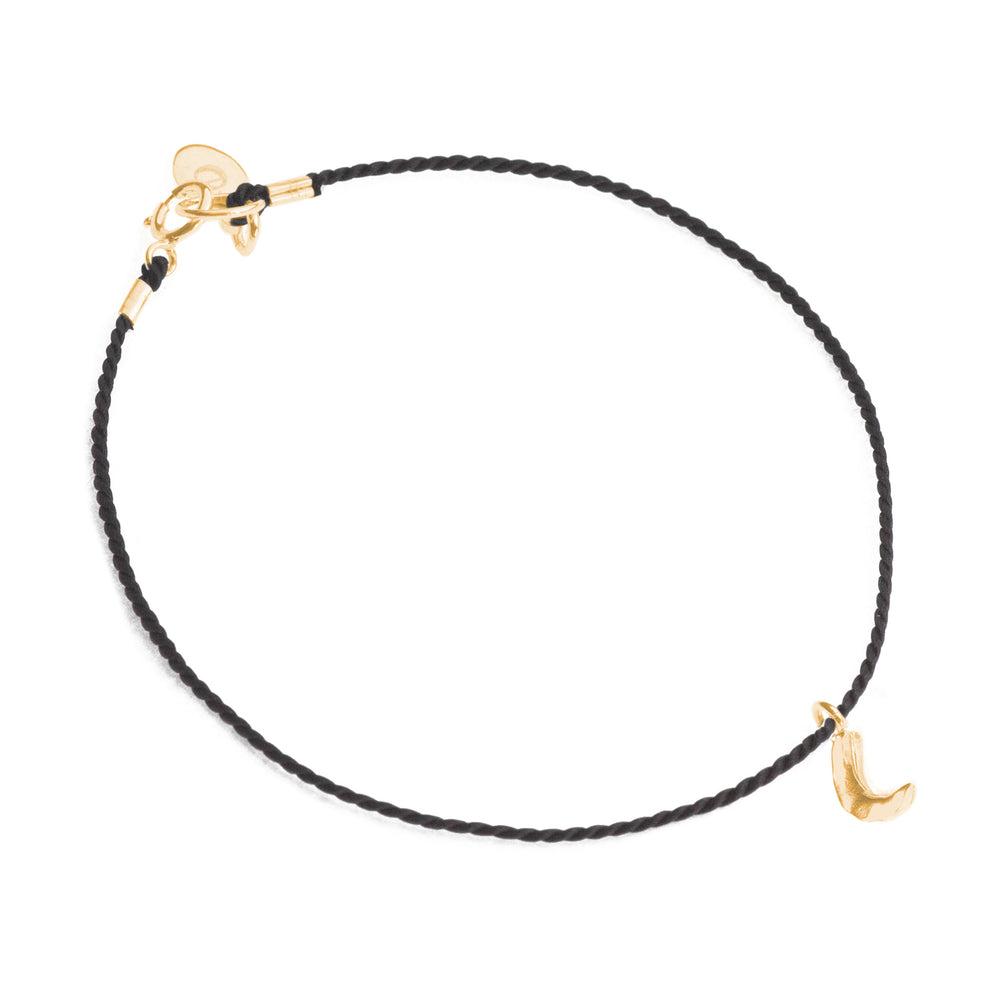 Moon Charm Silk Bracelet, Gold